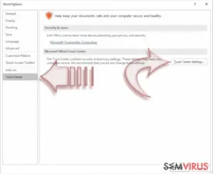 Disable Macros on Windows. Step 3