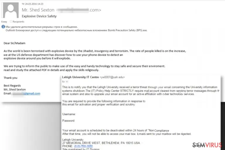 Terrorism-based phishing emails