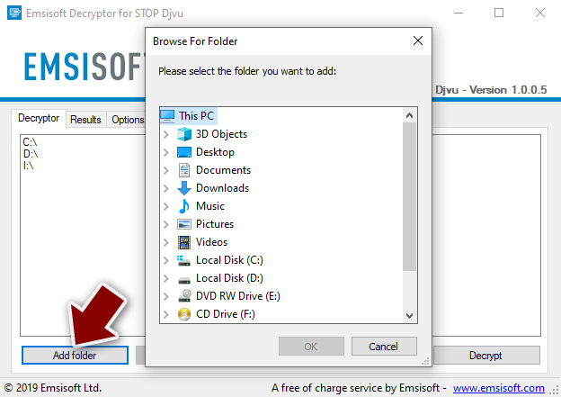Ransomware: utilize o descodificador Emsisoft para STOP/Djvu