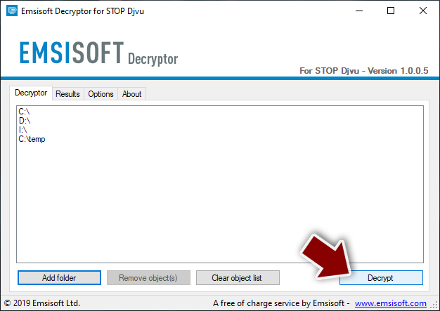 Ransomware: utilize o descodificador Emsisoft para STOP/Djvu