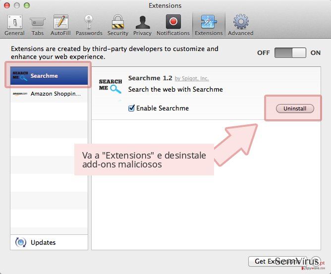 Va a 'Extensions' e desinstale add-ons maliciosos Va a 'Extensions' e desinstale add-ons maliciosos