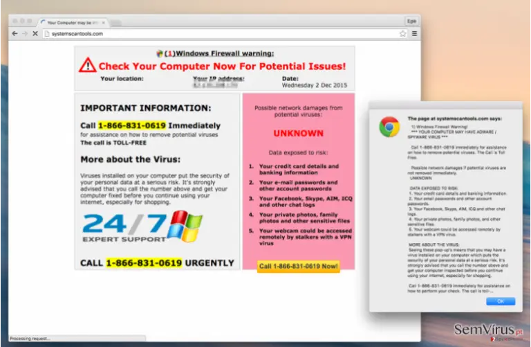Systemscantools.com virus message