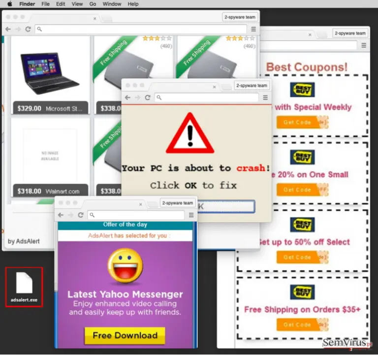 AdsAlert virus displaying intrusive AdsAlert ads