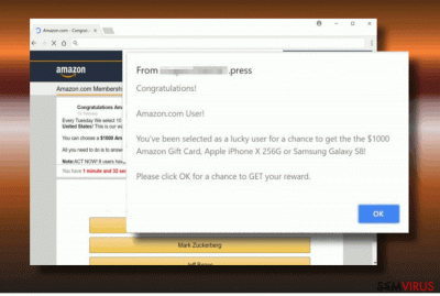 Uma imagem do pop-up «Amazon.com Membership Rewards»