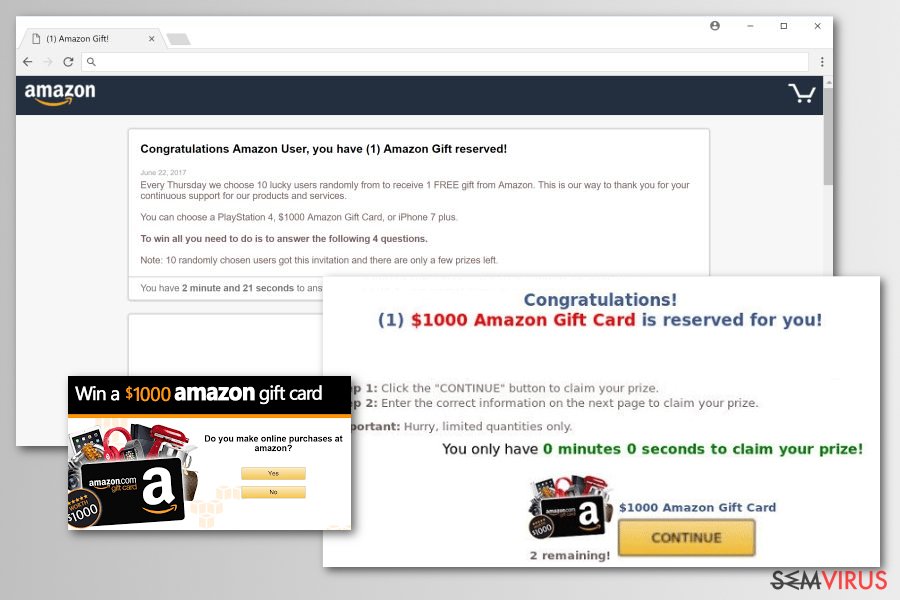 Versões do malware Amazon Rewards Event