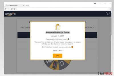 Exemplo da fraude "Amazon Rewards Event"