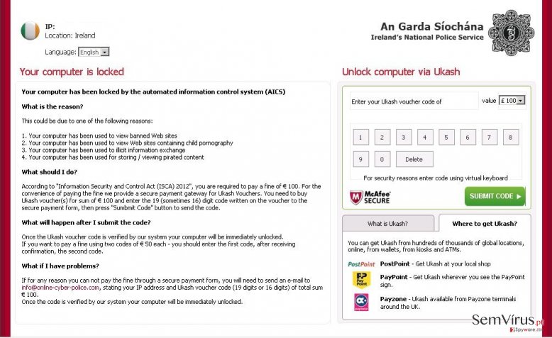 An Garda Siochana virus instantâneo An Garda Siochana virus instantâneo