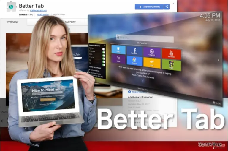 Image of the Better Tab extension virus