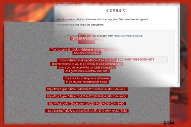 Captura de ecrã do Cerber 6
