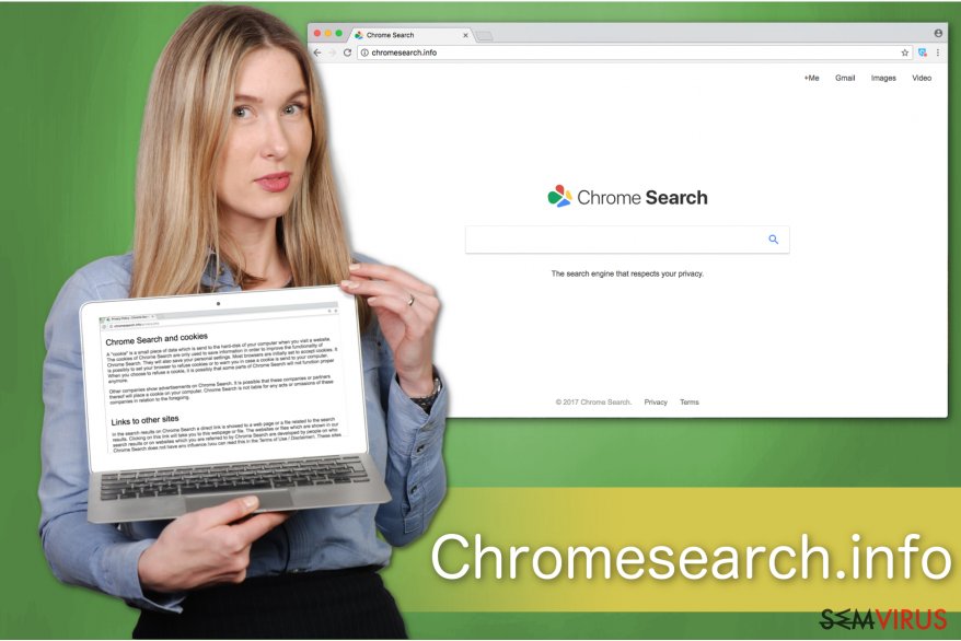 A ilustração do motor de pesquisa Chromesearch.info