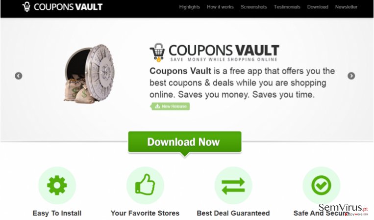Coupons Vault adware instantâneo Coupons Vault adware instantâneo