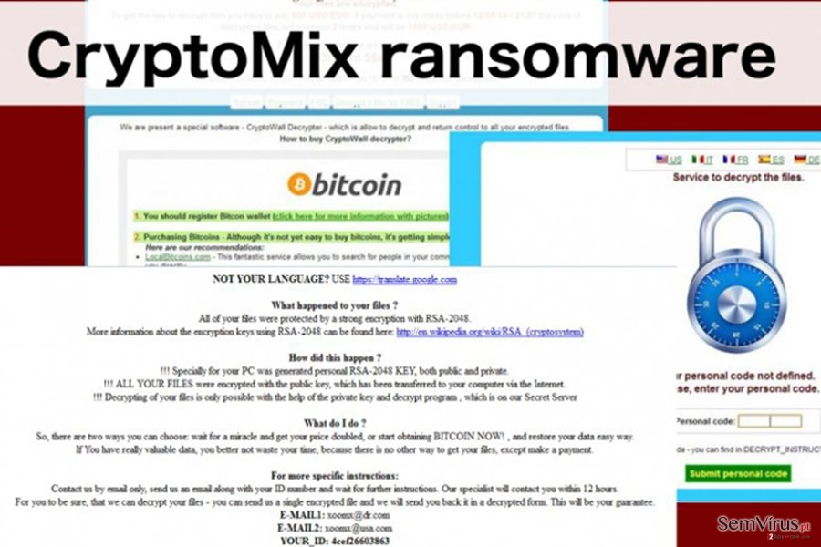 Uma ilustração do vírus ransomware CryptoMix