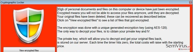 Cryptographic Locker virus instantâneo Cryptographic Locker virus instantâneo