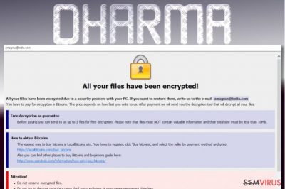 Nota do ransomware Dharma