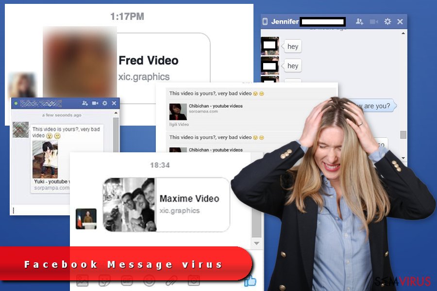Os exemplos do vírus Facebook Message