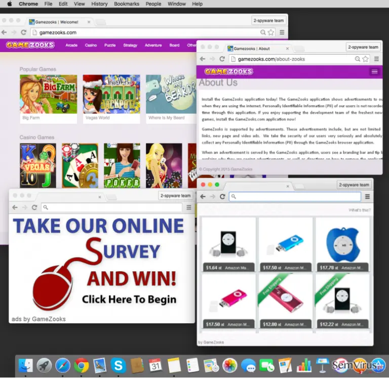 GameZooks adware screenshot - GameZooks ads, and the official website of the app