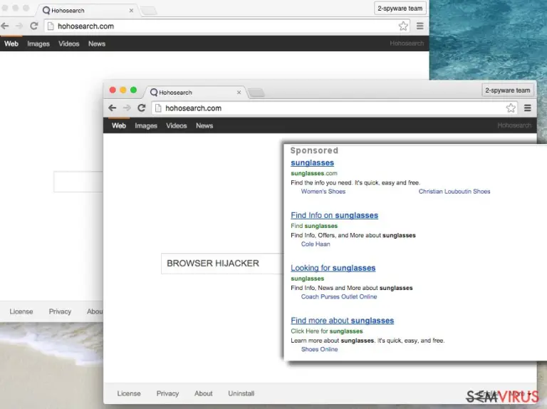 Hohosearch.com browser hijacker presents a bogus search engine