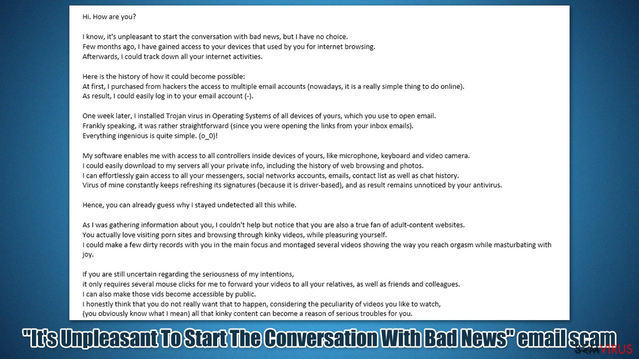Esquema por e-mail "It's Unpleasant To Start The Conversation With Bad News"
