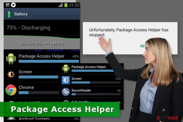 Screenshots of Package Access Helper problem