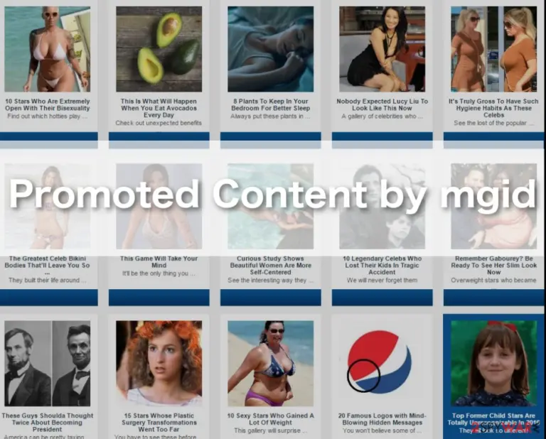 Ilustração dos anúncios "Promoted Content by mgid"