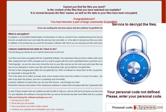 The picture showing ransomware notification