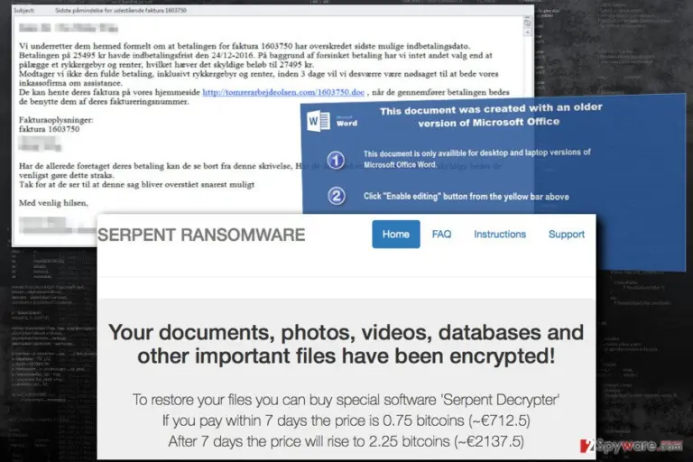 Imagem do vírus ransomware Serpent