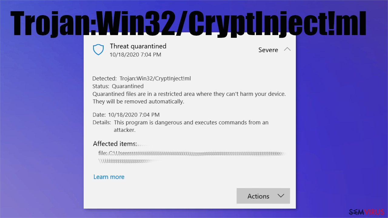 Trojan:Win32/CryptInject!ml