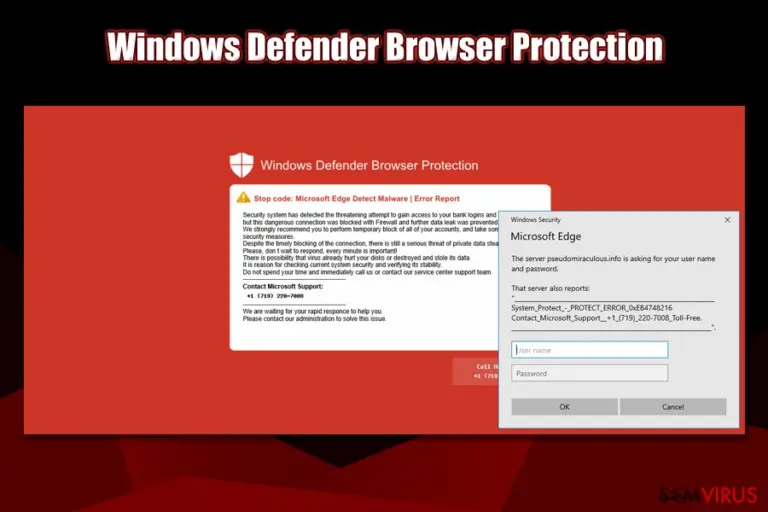 Ecrã vermelho do Windows Defender Browser Protection