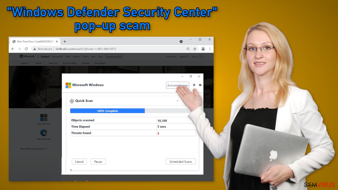 Esquema pop-up Windows Defender Security Center